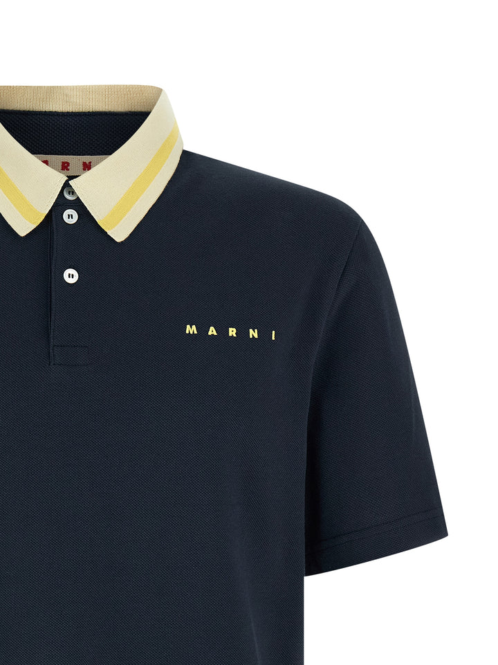 Marni Piqué Cotton  Shirt Polo - Blue | eee19e79f3038b460f79ce68d2d4bca0590e604e