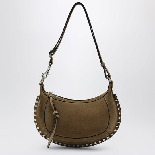 Oskan Moon Shoulder Bag In Taupe Suede