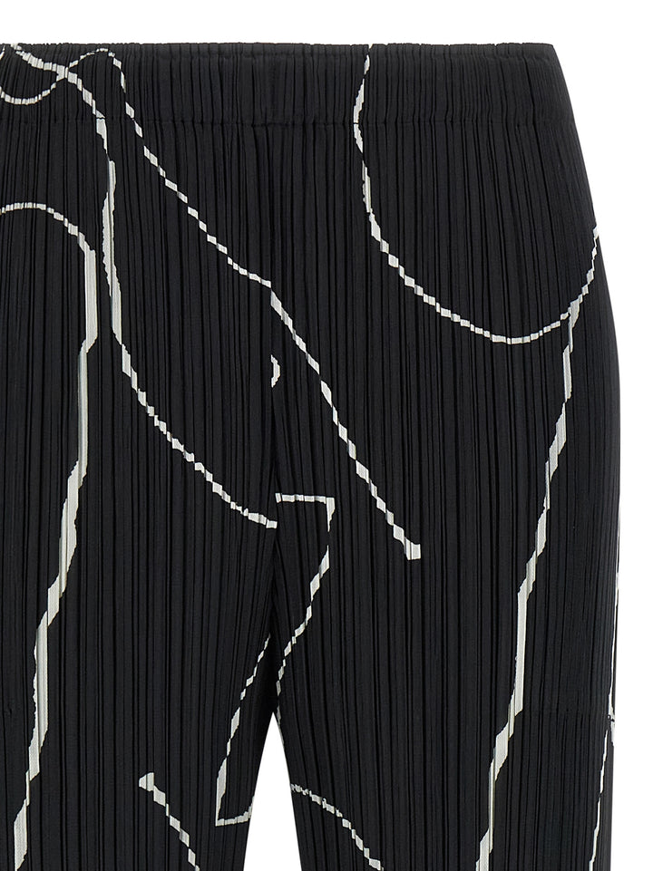 Pleats Please Issey Miyake Pause Pants - White/Black | e7e5f051fe3c68e364c56ecddd3b8db561f123f7