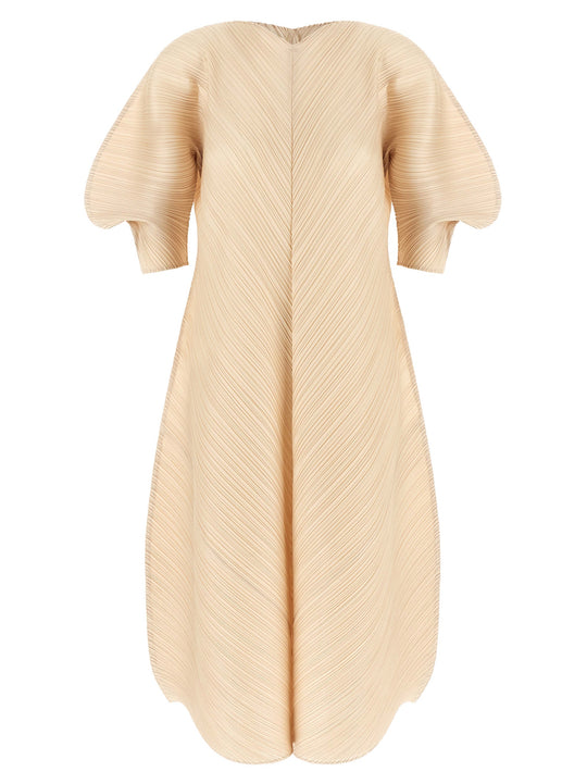 Sculptural Sleeve Dress Dresses Beige