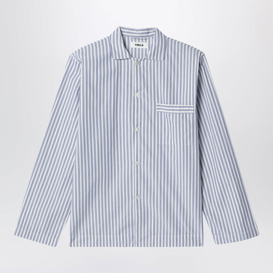 White/Light Blue Striped Pajama Shirt