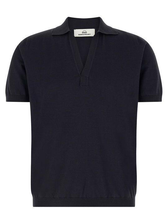 Open Collar Shirt Polo Blue