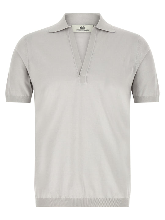 Open Collar Shirt Polo Gray