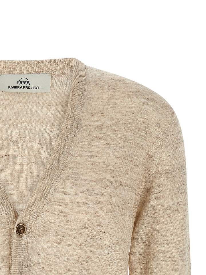 Riviera Project Linen Silk Cardigan Sweaters and Cardigans - Beige | 740fba13ec1775906ce52cd9509f9eb48baca856