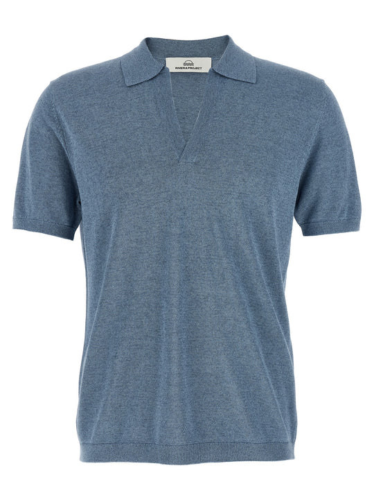 Open Collar Shirt Polo Light Blue