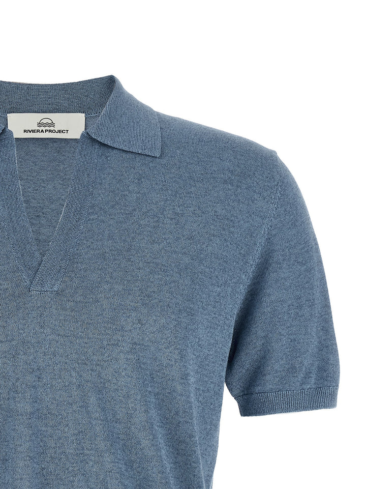 Riviera Project Open Collar  Shirt Polo - Light Blue | 683709bffb6aad30f7d6823981313784ea966615