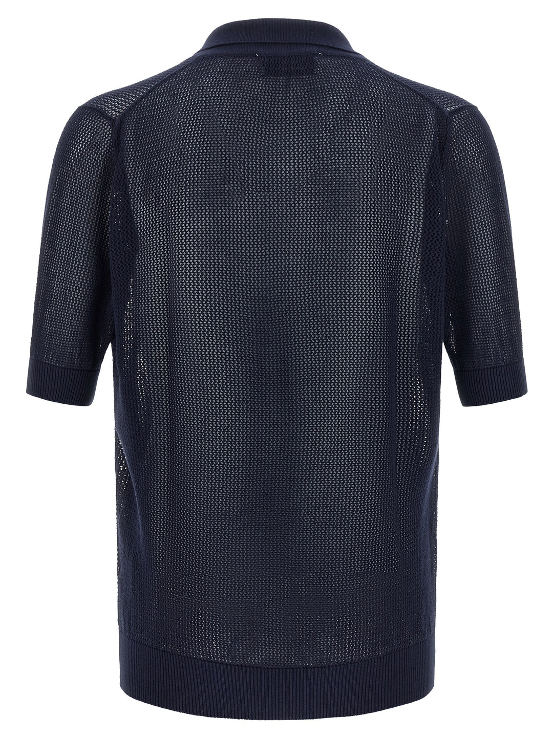 Riviera Project Openwork Cotton  Shirt Polo - Blue | 8ea21cf968ef079e8cd29ca5ee96aed48827ba99