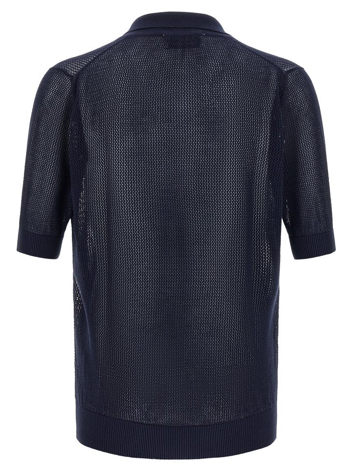 Riviera Project Openwork Cotton  Shirt Polo - Blue | 8ea21cf968ef079e8cd29ca5ee96aed48827ba99