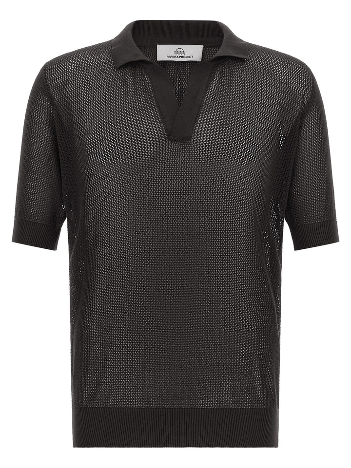Riviera Project Openwork Cotton  Shirt Polo - Brown | 0e91f64270ffd6be900279b246577a4a68d6341e