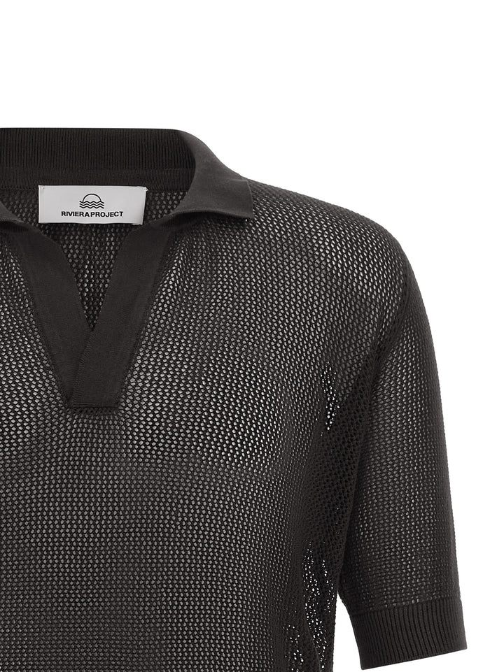 Riviera Project Openwork Cotton  Shirt Polo - Brown | 1e05aad49ba765a90fd1f723313265fa6d94346c