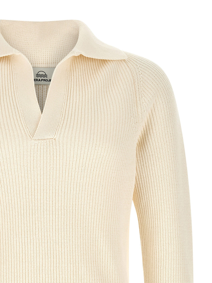 Riviera Project Polo Sweater Sweaters and Cardigans - White | ca243d3d3ad1e1b2784c0af183915eaa07728fdf