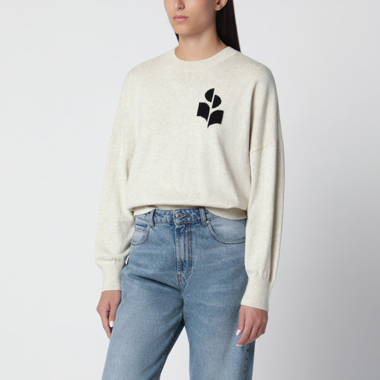 Marisans Light Grey Cotton And Wool Sweater
