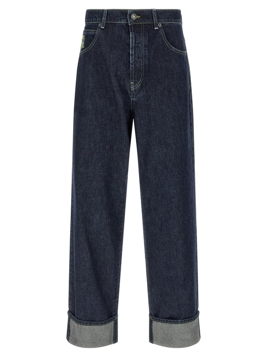 Logo Embroidery Jeans Blue