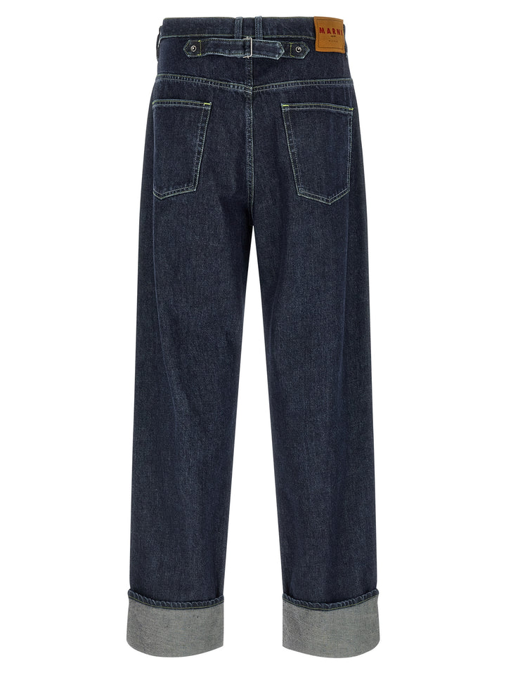 Marni Logo Embroidery Jeans - Blue | c496303514cc256eb98bb199ee5fe585a656e4a4