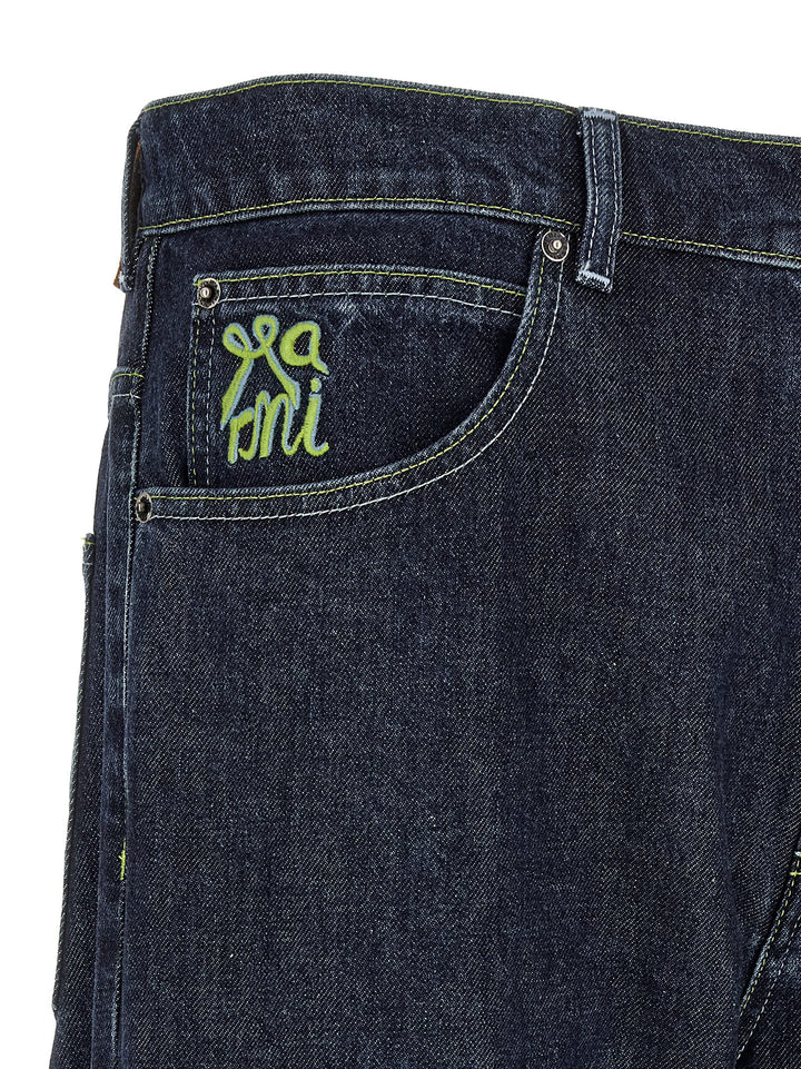 Marni Logo Embroidery Jeans - Blue | 976522e4a5d6ee1e389c0cb54fd897d9e29a7cf3