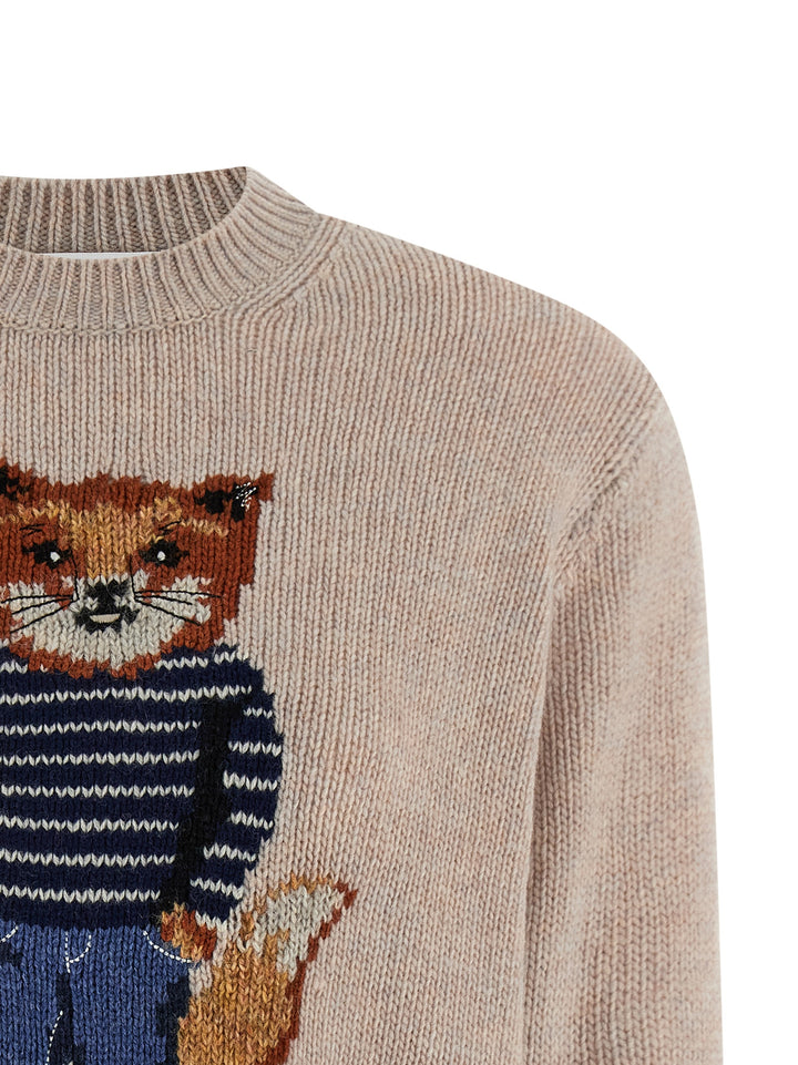 Maison Kitsune Dressed Fox Sweaters and Cardigans - Beige | 35199cae0ee9357a19da6a0167dd0eb69d5d4e43