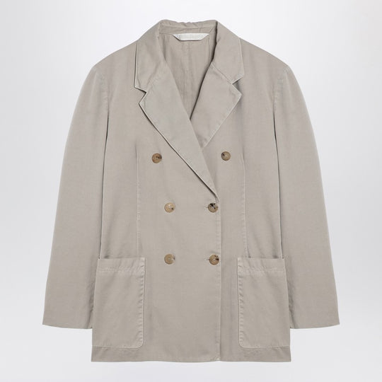 Beige Double-Breasted Cotton Jacket