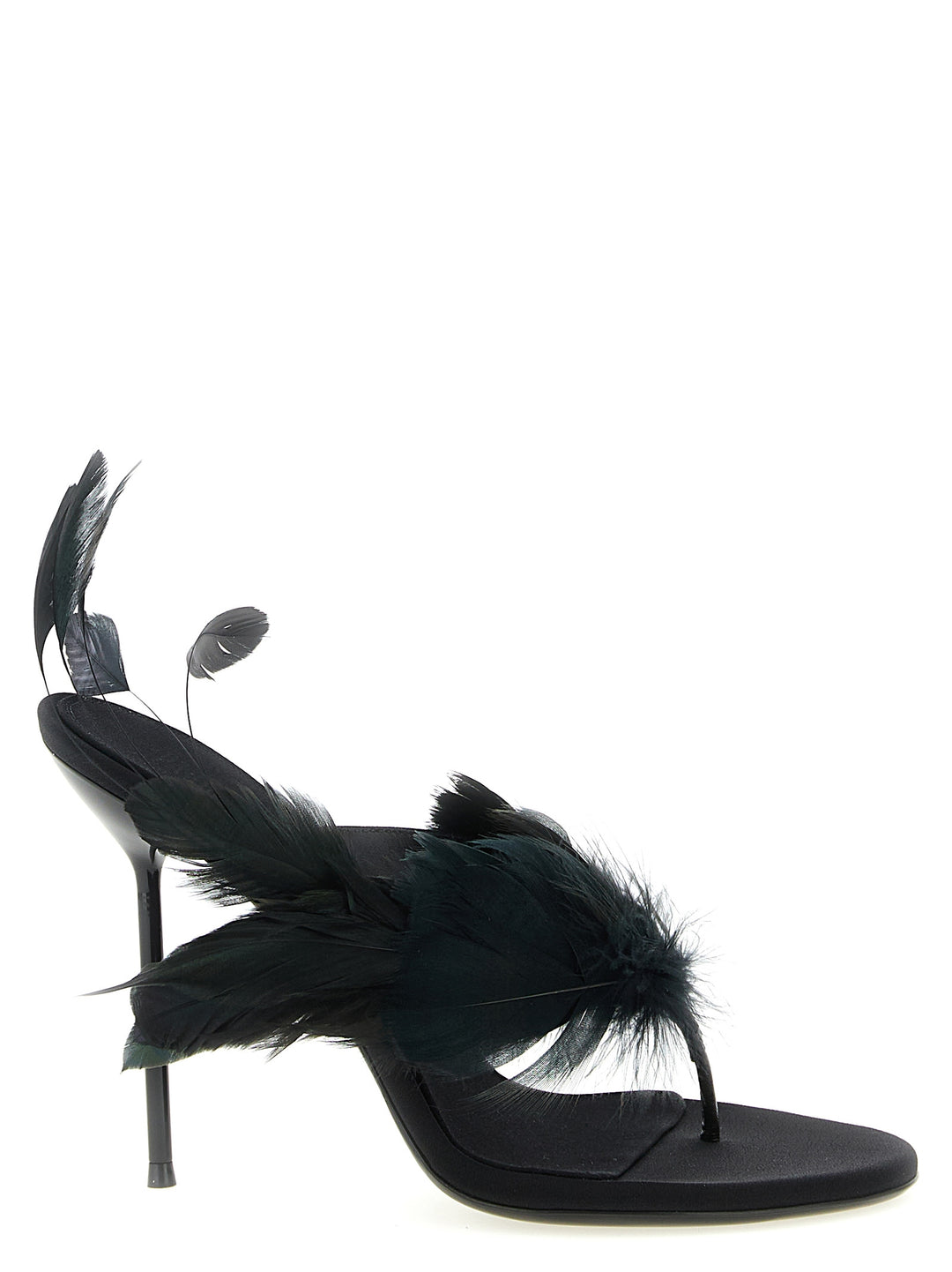 Paris Texas Lidia Feather Thong Sandals - Black | 09ec3503908f1a31ac367eeed717f55dd618ca84
