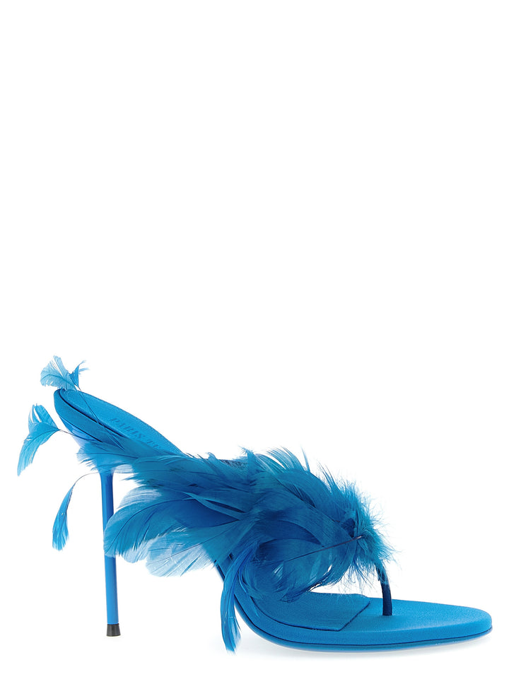 Paris Texas Lidia Feather Thong Sandals - Blue | 4b953efa1ff81dcfa6e779a62bca790ddd0d4bfc