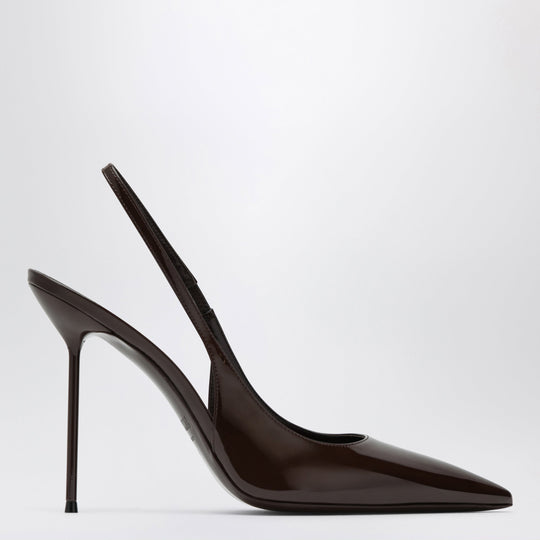 Lidia Slingback Pumps In Ebony Patent Leather