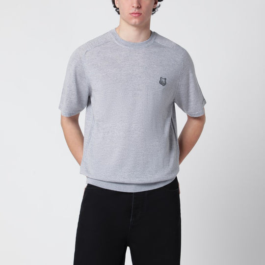 Grey Mélange Fox Head Wool Sweater