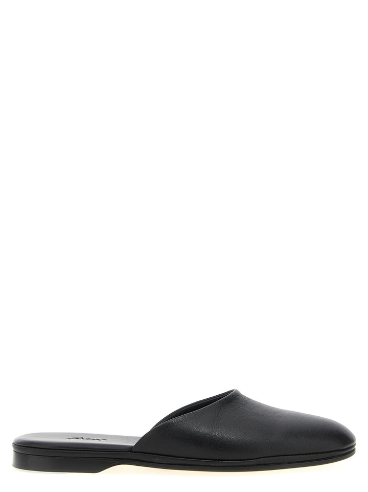 Brioni Leather Sabots Flat shoes - Black | 111b0170b4a15e8fb923a5f358c8a9434d41bbb6