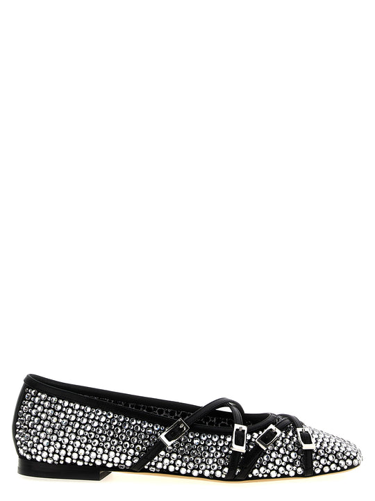 Crystal Net Flat Shoes Black