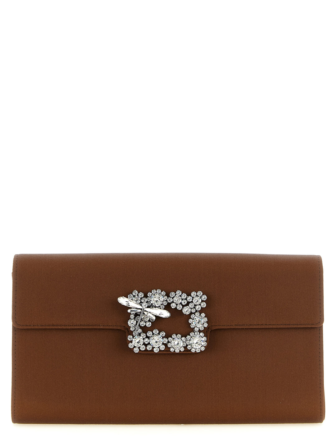 Roger Vivier Envelope Flap Dragonfly Flow Clutch - Brown | 28fa472e25057bb139718731462493157a1e2c4b