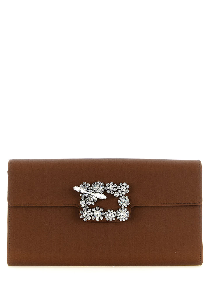 Roger Vivier Envelope Flap Dragonfly Flow Clutch - Brown | 28fa472e25057bb139718731462493157a1e2c4b