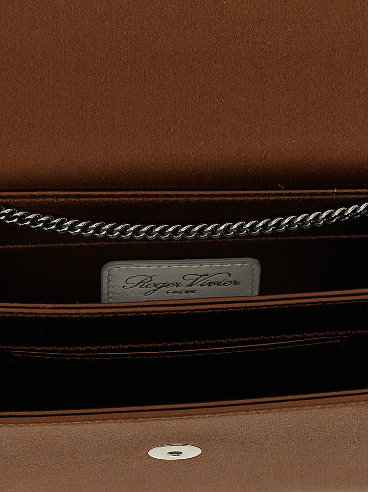 Roger Vivier Envelope Flap Dragonfly Flow Clutch - Brown | 89f27a6f246bdda9d0420749049937bc0ded1521