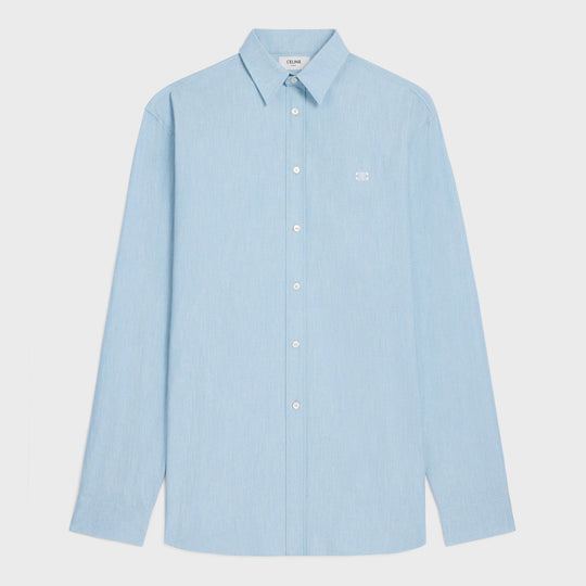 Light Blue Cotton Shirt With Triomphe Logo