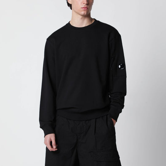 Black Cotton Crew-Neck Sweatshirt
