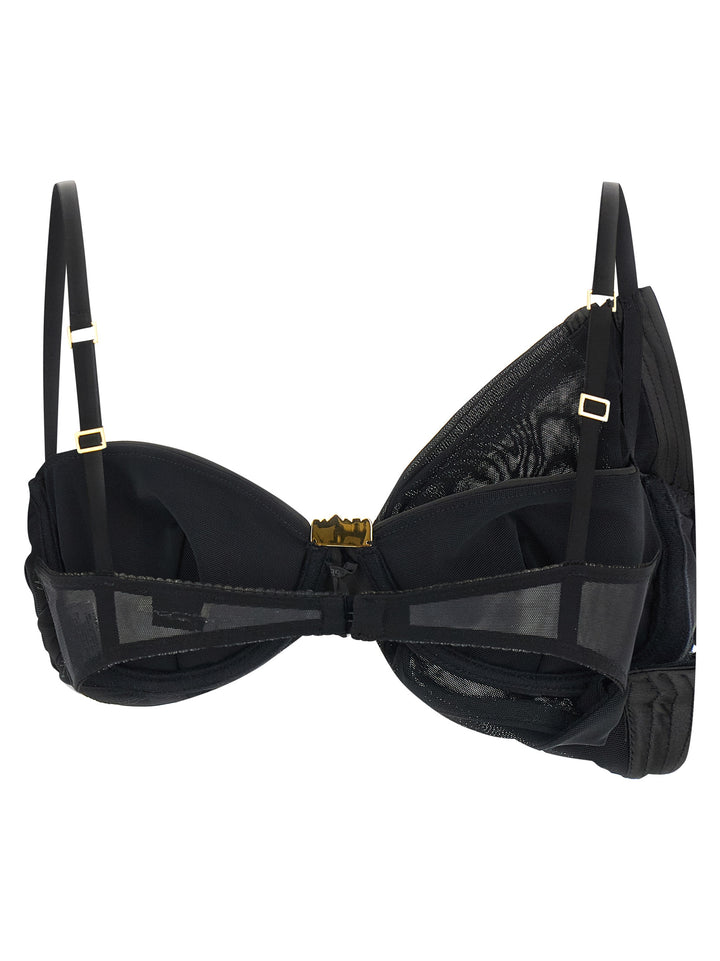Elisabetta Franchi Satin Bra And Tulle INTIMO - Black | d80cc80b5e350b9e03f8263cdabc592bc0eb5235