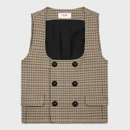 Double-Breasted Vest In Houndstooth Wool
