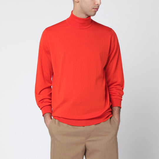 Orange Wool Turtleneck Sweater