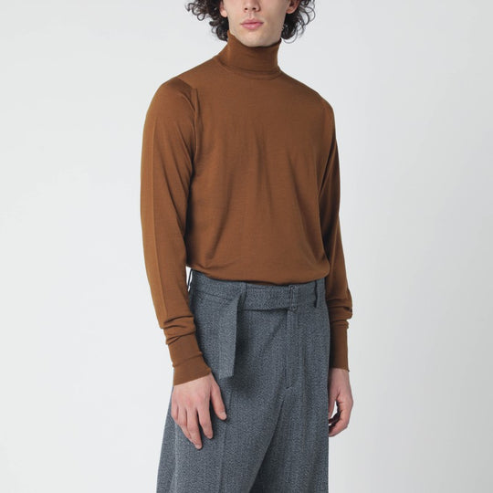 Brown Wool Turtleneck Sweater