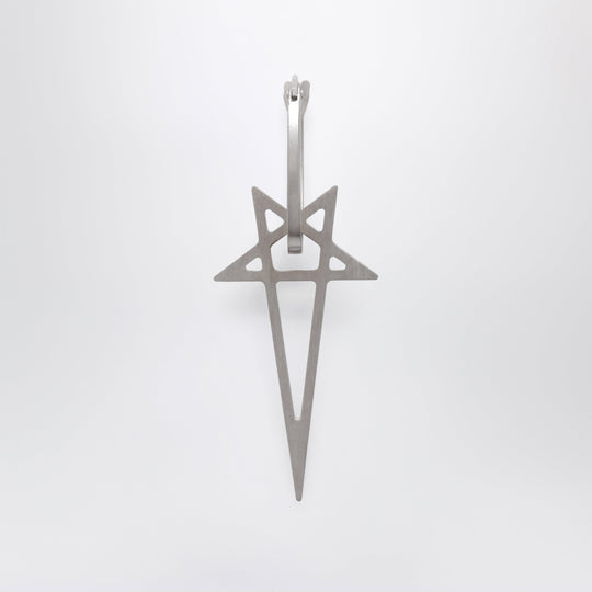 Palladium-Finished Silver Pentagram Earring