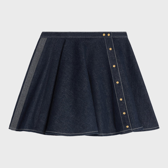 Indigo Denim Peplum Mini Skirt