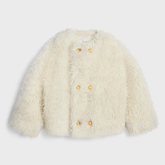 White Avory Coat In Fluffy Wool