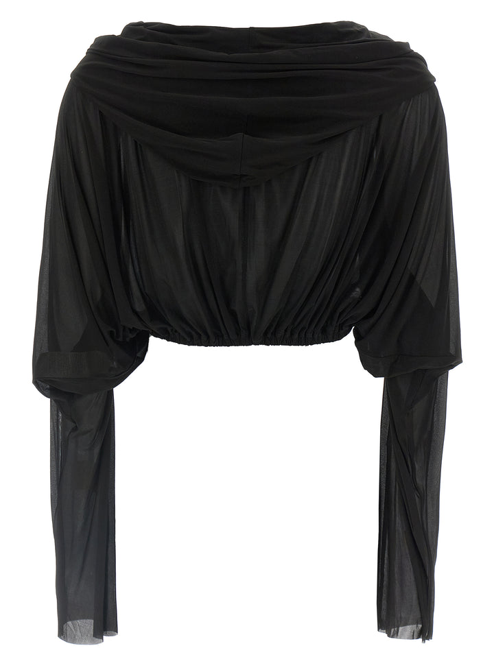 Rick Owens Crooped Hooded Tunic Sweaters and Cardigans - Black | 02b779bc0822a16135593ee85b283f4cea304463