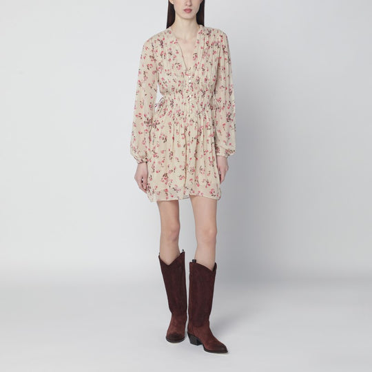 Loriena Beige Dress With Floral Print