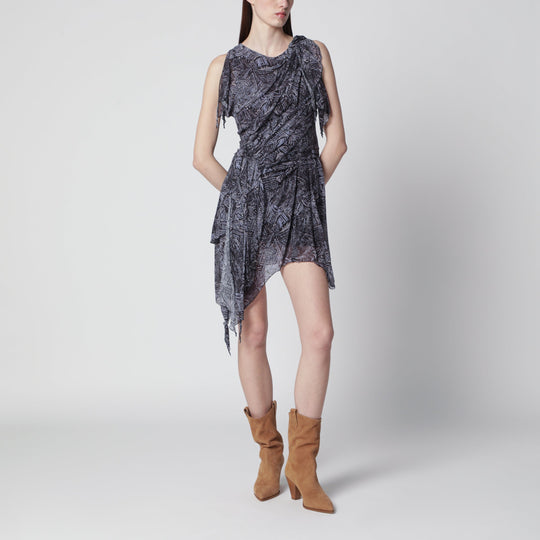 Asymmetrical Mini Dress Faded Night In Silk