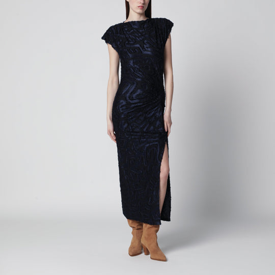Ladan Long Jacquard Jersey Dress In Faded Night