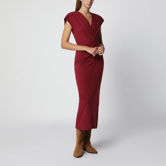 Nadra Wrap Dress In Dark Burgundy Jersey
