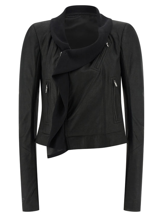 Scarf Biker Puffer Jackets Black