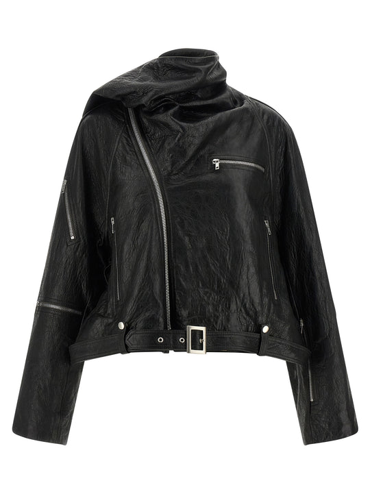 Cropped Scarf Flight Puffer Jackets Black