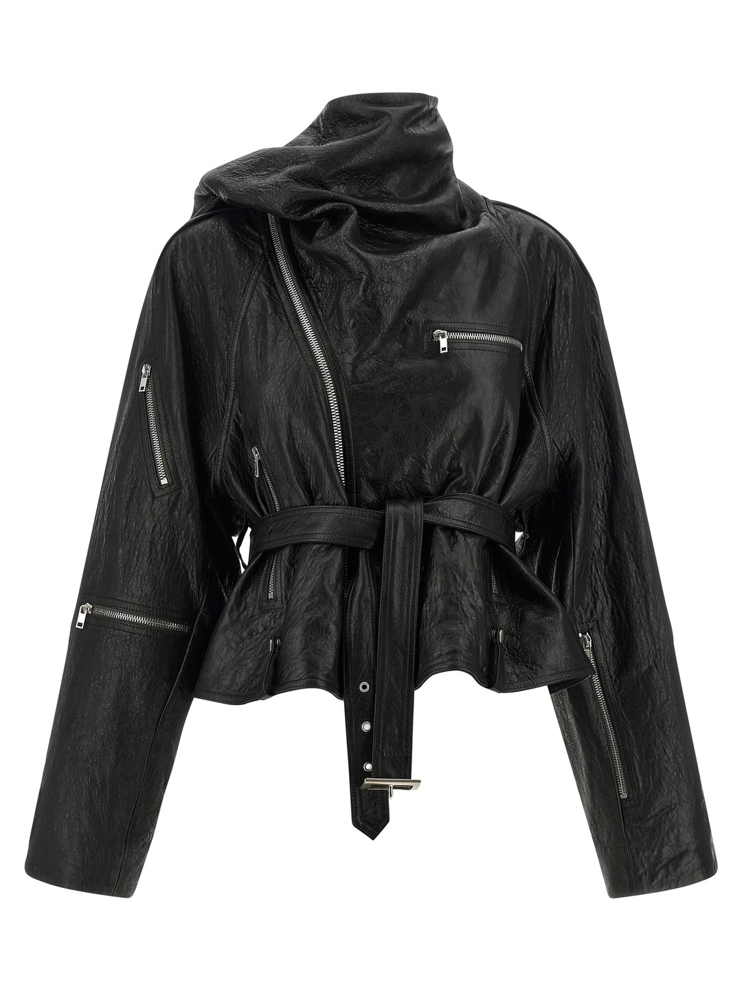 Rick Owens Cropped Scarf Flight Puffer Jackets - Black | 50f5445d6a4b47ccf5503dfe2fef30b4b553fe89