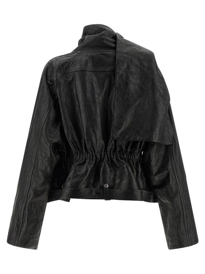 Rick Owens Cropped Scarf Flight Puffer Jackets - Black | 538d9ad026656937c3168d4b883c2a9b220e8549
