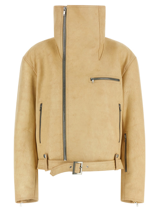 Biker Jumbo Stooges Puffer Jackets Beige