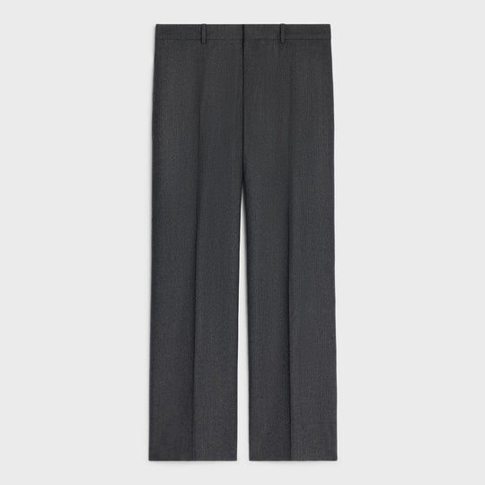 Grey Pantalon In Striped Wool Flannel